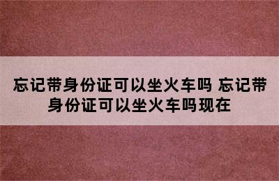 忘记带身份证可以坐火车吗 忘记带身份证可以坐火车吗现在